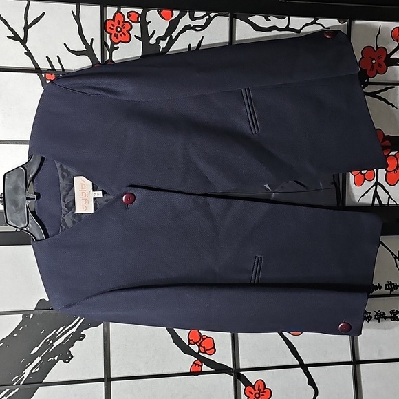 Byblos Elegant Wool Open Front Navy Jacket‎ Size 8 Made In Italy - Picture 1 of 5